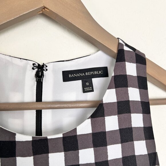 Banana Republic Black & White Gingham Check Summer Dress - Size 10 - Picture 9 of 9